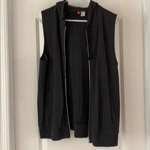 Charcoal sleeveless hooded zip up